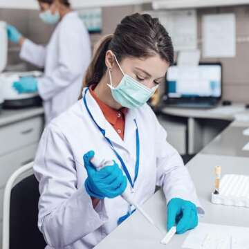 NY Threads Professional Lab Coat for Women, Long Sleeve Poly Cotton Medical Costume Coat 1 Pack, Medium, White