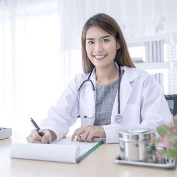 NY Threads Professional Lab Coat for Women, Long Sleeve Poly Cotton Medical Costume Coat 1 Pack, Medium, White