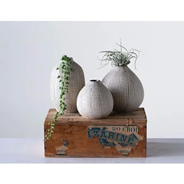 Chic Set of 3 Creative Co-Op Stoneware Vases