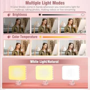 ALTSON 60 LED Portable Selfie Light Video Conference Lighting with Clip & Camera Tripod Adapter Rechargeable 2200mAh CRI 97+, 9 Light Modes for Phone iPhone Webcam Laptop Photo Makeup