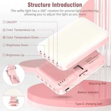 ALTSON 60 LED Portable Selfie Light Video Conference Lighting with Clip & Camera Tripod Adapter Rechargeable 2200mAh CRI 97+, 9 Light Modes for Phone iPhone Webcam Laptop Photo Makeup