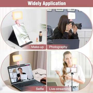 ALTSON 60 LED Portable Selfie Light Video Conference Lighting with Clip & Camera Tripod Adapter Rechargeable 2200mAh CRI 97+, 9 Light Modes for Phone iPhone Webcam Laptop Photo Makeup