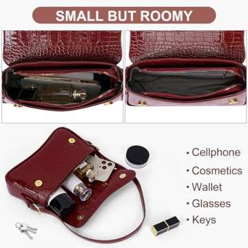 Small Shoulder Bag Y2K Purse for Women Crocodile Handbag Clutch Purse Classic Retro Crossbody Bag Satchel Purse