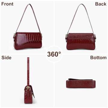 Small Shoulder Bag Y2K Purse for Women Crocodile Handbag Clutch Purse Classic Retro Crossbody Bag Satchel Purse