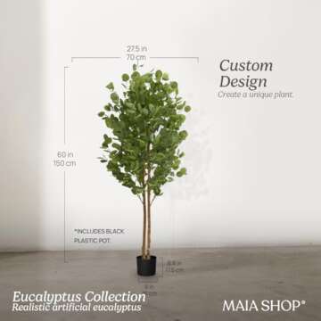 Maia Shop 5ft Artificial Eucalyptus Tree for Home Decor