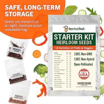 Open Seed Vault 15,000 Heirloom Plant Seeds for Gardening Vegetables and Fruits - Survival Seeds Kit with 30 Varieties - Organic, Non-GMO Survival Seed Pack for Home Gardening and Emergency Supplies