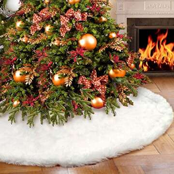 Luxury Faux Fur Christmas Tree Skirt 48 Inch for Holidays