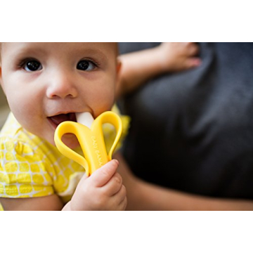 The Original Baby Banana Toothbrush Teether Toy, for Babies Infants Toddlers; USA Family-Owned Business; Teething Relief for Sore Gums, Massaging Soothing; Safest Food Grade Silicone