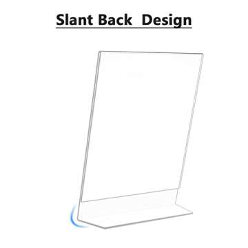 MaxGear Sign Holder 4X6 inches Slant Back Acrylic Sign Holders Plastic Display Stand Clear Paper Stand Tabletop Display for Office, Home, Store, Restaurant, 12 Pack