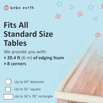 Bébé Earth Baby Proofing Edge and Corner Guard Protector Set for Back to School, 20 Feet Edges & 8...