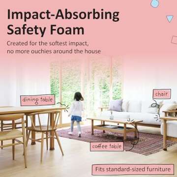 Bébé Earth Baby Proofing Edge and Corner Guard Protector Set for Back to School, 20 Feet Edges & 8 Foam Corners, Furniture and Tables Child Baby Proof Bumpers, Pre-Taped Corner Cushions - Oyster White