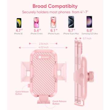 Stylish VICSEED Pink Car Phone Holder for Secure Driving