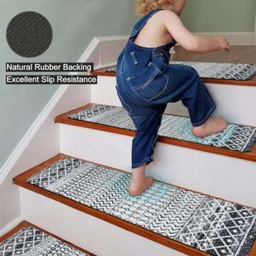 OJIA Extra Non-Slip Stair Treads - Safety Mats for Home