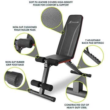 ProsourceFit Foldable & Adjustable Multi-Purpose Weight Bench for Home and Gym Full-Body Strength Tr...
