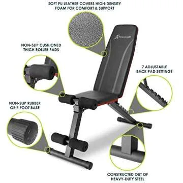ProsourceFit Foldable & Adjustable Multi-Purpose Weight Bench for Home and Gym Full-Body Strength Tr...