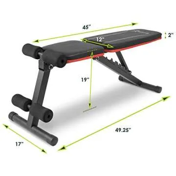 ProsourceFit Foldable & Adjustable Multi-Purpose Weight Bench for Home and Gym Full-Body Strength Training Workouts, Fitness Exercises and Weight Training