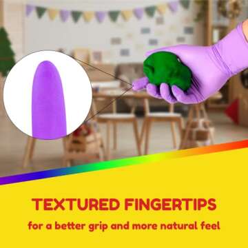 Hygloss Kids Disposable Gloves - 100 Nitrile - Latex-Free - 5 Colors - Crafting, Cleaning, Baking