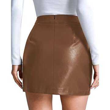 MANGOPOP High Waisted Faux Leather Mini Skirt for Women