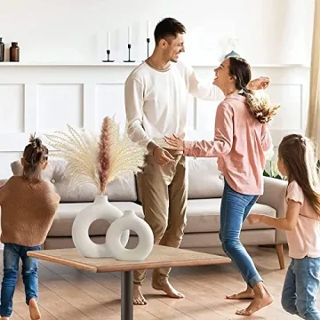 Elegant QLOFEI White Ceramic Vases Set for Home Decor