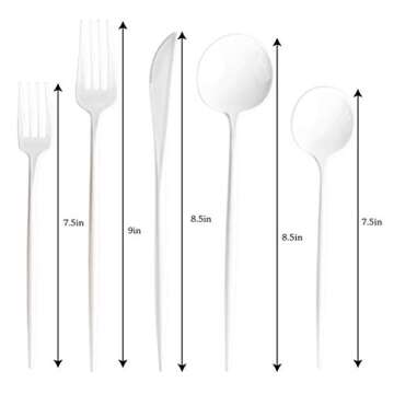 Novelty Modern Flatware, Cutlery, Disposable Plastic Knives Luxury White 32 Count