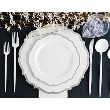 Novelty Modern Flatware, Cutlery, Disposable Plastic Knives Luxury White 32 Count