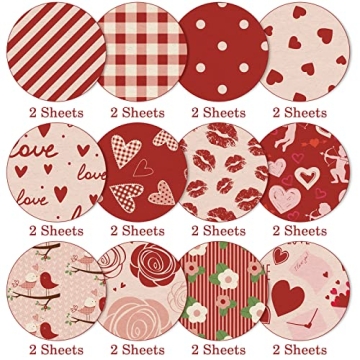 Whaline Valentine Pattern Paper Set for Scrapbooking and DIY