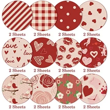 Whaline Valentine Pattern Paper Set for Scrapbooking and DIY