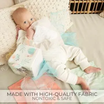 Fun Baby Tissue Box with Stimulating Mirror For Endless Entertainment - Soft Montessori Toy w/ Crinkle Paper & Fabric Tissues - The Perfect Sensory Toy For Newborn/Infant Development From 6-12+ Months