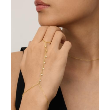 PAVOI 14K Gold Plated Cubic Zirconia Hand Chain for Women
