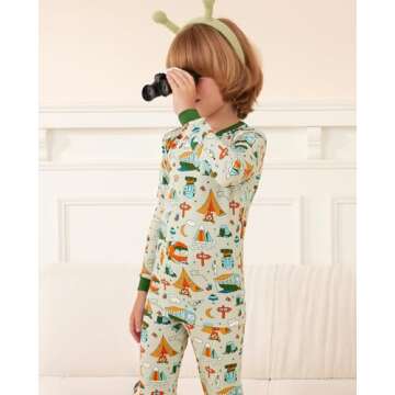 babee Reshinee Bamboo Viscose Toddler Pajamas Boys Girls Baby Animal Pjs Sets 12M-8Y Kids 2pcs Long-Sleeve Snug fit Sleepwear