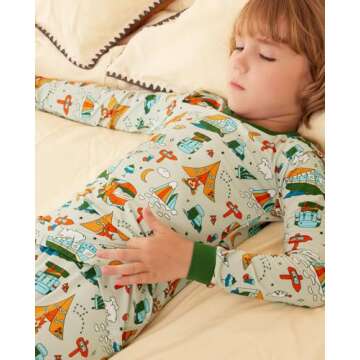 babee Reshinee Bamboo Viscose Toddler Pajamas Boys Girls Baby Animal Pjs Sets 12M-8Y Kids 2pcs Long-Sleeve Snug fit Sleepwear