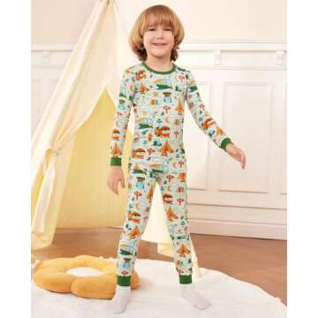 babee Reshinee Bamboo Viscose Toddler Pajamas Boys Girls Baby Animal Pjs Sets 12M-8Y Kids 2pcs Long-Sleeve Snug fit Sleepwear