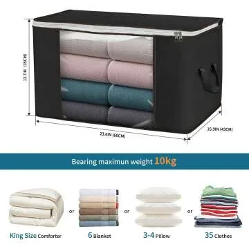 Durable 90L Storage Bags - 8 Pack Organizers for Clothes