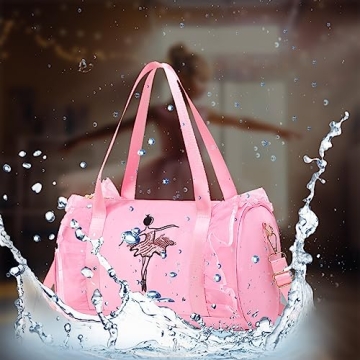 Dorlubel Cute Ballet Dance Bag Gym Travel Duffle Bag for Girls Tutu Dress Bag with Key Chain for Girls (Pink2 of Long Mesh)