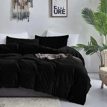 Luxlovery Black Velvet Comforter King Men Plush Fluffy Bedding Dark Color Minimalist Bedding Solid Modern Blanket Quilts Winter Warm Flannel Comforter Set for King Bed