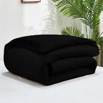 Luxlovery Black Velvet Comforter King Men Plush Fluffy Bedding Dark Color Minimalist Bedding Solid Modern Blanket Quilts Winter Warm Flannel Comforter Set for King Bed