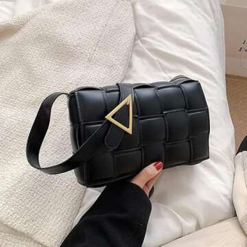 YUJORY Handmade Woven Crossbody bags for Women - Shoulder Bag Casual Leather Handbag, Purse