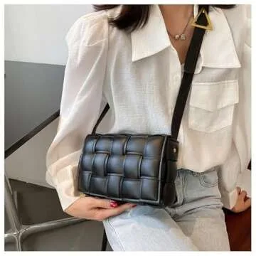 YUJORY Handmade Woven Crossbody bags for Women - Shoulder Bag Casual Leather Handbag, Purse