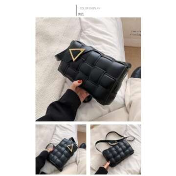 YUJORY Handmade Woven Crossbody bags for Women - Shoulder Bag Casual Leather Handbag, Purse