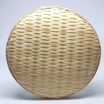Daiso Japan Bamboo Round Zaru Basket/Colander For Soba, Udon and Noodles 8.3inc(21cm)×0.8inc(2cm)