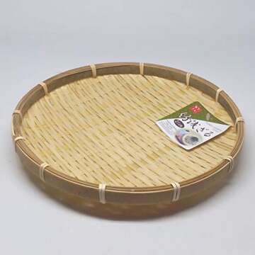 Daiso Japan Bamboo Round Zaru Basket/Colander For Soba, Udon and Noodles 8.3inc(21cm)×0.8inc(2cm)
