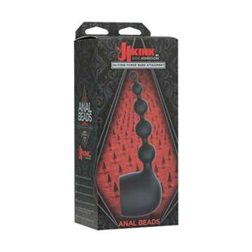 KINK By Doc Johnson - Silicone Anal Beads Power Wand Attachment - Fits Most Full Sized Body Wands - Black