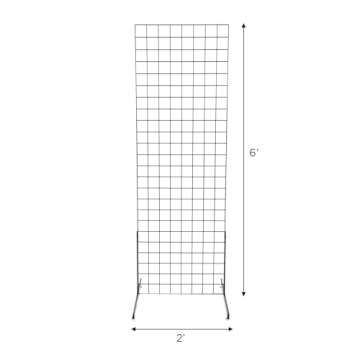 SSWBasics 2' x 6' Grid Wall Standing Fixture - Black - Durable Display Rack for Art Displays, Outdoo...
