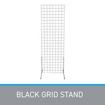 SSWBasics 2' x 6' Grid Wall Standing Fixture - Black - Durable Display Rack for Art Displays, Outdoor Festivals, Flea Markets, Craft Shows, Home and Office Use - Easy Assembly Required