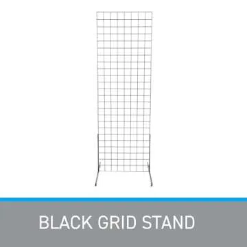 SSWBasics 2' x 6' Grid Wall Standing Fixture - Black - Durable Display Rack for Art Displays, Outdoor Festivals, Flea Markets, Craft Shows, Home and Office Use - Easy Assembly Required