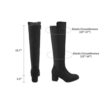 DREAM PAIRS Women's Black Knee High Stretchy Fashion Boots