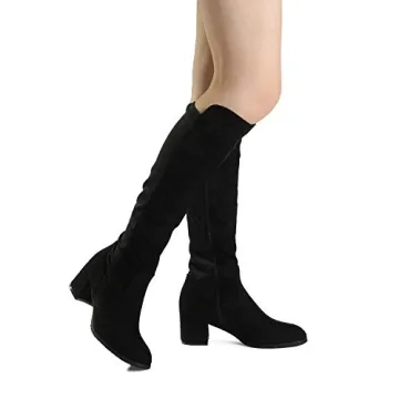 DREAM PAIRS Women's Black Knee High Stretchy Fashion Boots