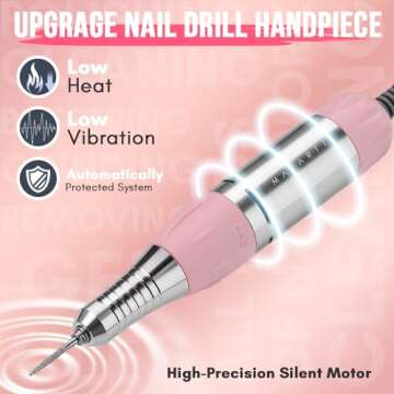 Makartt Nail Drill Portable Electric Nail File Machine Geneviere E File Pink JD700 Professional 3000...