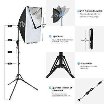 Maxztill Softbox Lighting Kit, Photography Studio Light with 19"X27" Reflector, 3 Colors Temperature 85W E27 Bulb with Remote, and Light Reflector 2-in-1 for Photo Studio and Take Video