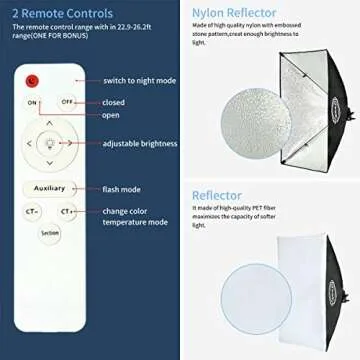 Maxztill Softbox Lighting Kit, Photography Studio Light with 19"X27" Reflector, 3 Colors Temperature 85W E27 Bulb with Remote, and Light Reflector 2-in-1 for Photo Studio and Take Video